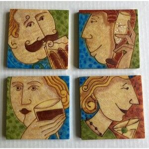 Vintage Resin Coaster Set Party Theme